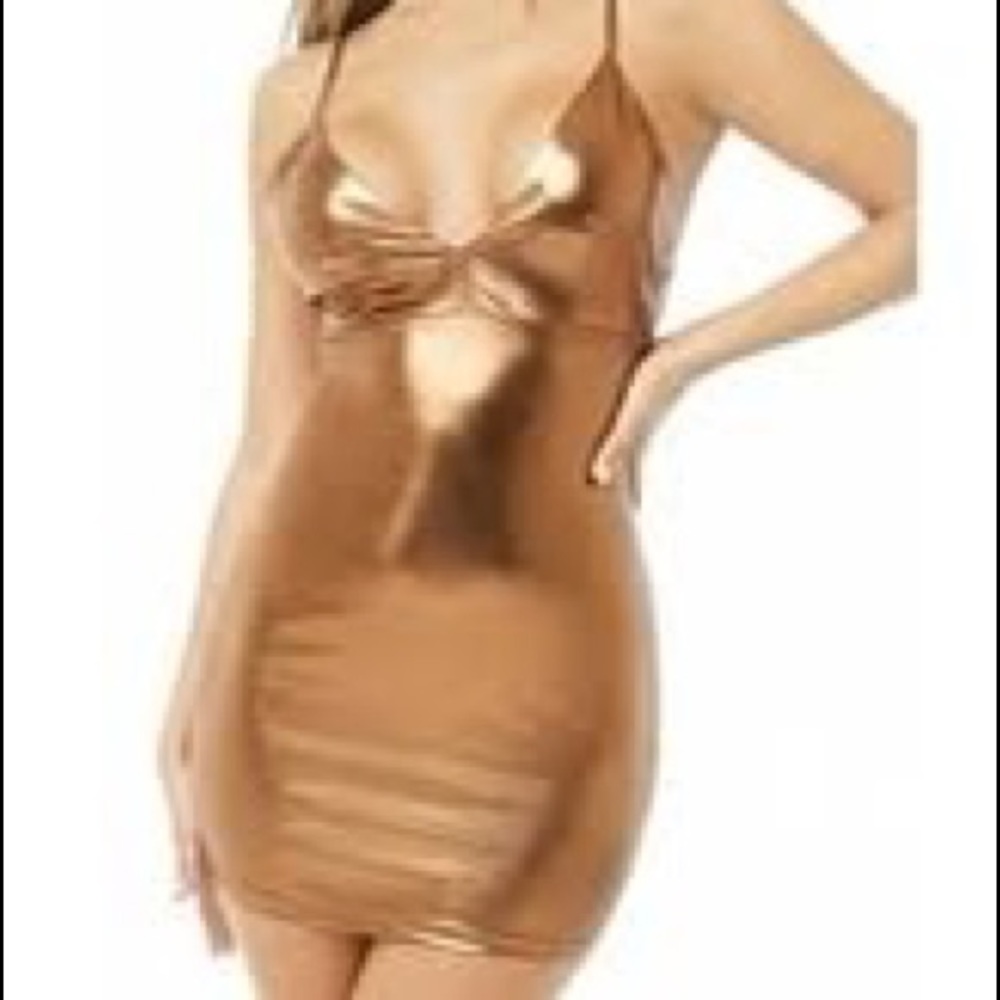Bronze Mini Metallic Dress